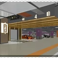 Modern Indoor Parking Garage With Number 4 Entrance Cars Bright Lighting And Pedestrians