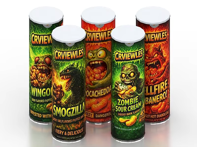 Assorted Criviewles Flavored Canned Snacks With Zombie Garlic And Allfire Ranch 3d model