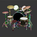 High Quality Acoustic Drum Set With Black White Drums Cymbals Stool And Stands