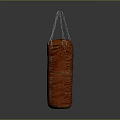 Red Cylindrical Leather Punching Bag With Chain Hanging For Boxing Training