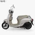 White Classic Scooter Motorcycle With Beige Seat Round Headlight Black Wheels And Sleek Design