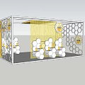 Honey Themed Display Space Featuring Hexagonal Decor Wooden Background And Yellow Elements 3d model