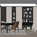 Modern Entertainment Room Interior With Sofa Bookshelves Table And Decorative Items 3d model