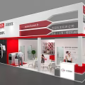 HUANOR Exhibition Booth with White Red Modern Design Glass Walls Display Area and Staff Interaction