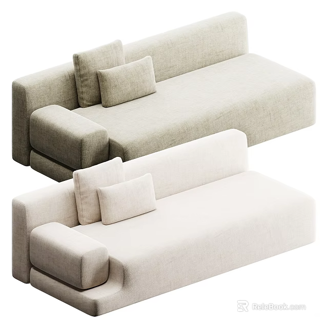 Modern Light Beige Sectional Sofa With Soft Cushions And Comfortable Design 3d model