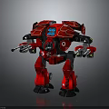 Red Mechanical Battle Robot With Sci Fi Armor And Weapon Equipped Limbs
