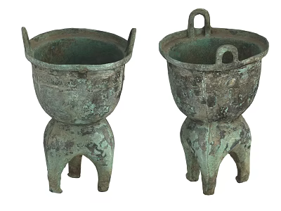 Western Zhou Dynasty bronze tripod antique bronze ritual ware bronze tripod steamed food ware sacrificial tripod cultural relics 3d model