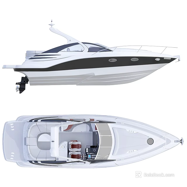 Stylish Yacht Exterior And Interior Layout 3d model 