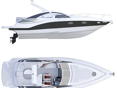 Stylish Yacht Exterior And Interior Layout 3d model