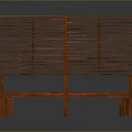 Classic Wooden Room Divider With Vertical Slats And Sturdy Base