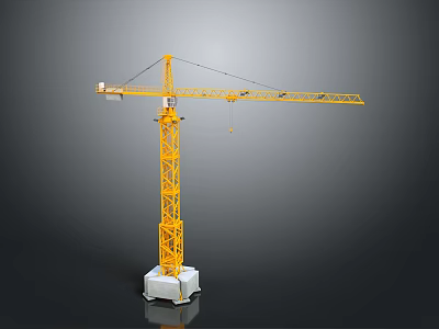 Yellow Tower Crane Heavy Construction Equipment With Tall Structure For Industrial Projects 3d model