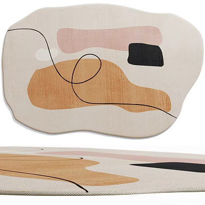 Abstract Shaped Area Rug With Soft Pastel Colors And Lines 3d model