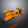 Futuristic Sci Fi Weapon With Orange Gray Body And Blue Glowing Accents