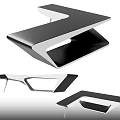 Modern Office Desk With Sleek Geometric Design And Unique Tabletop Structure 3d model