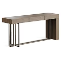 Modern Light Gray Console Table With Metal Frame And Three Drawers