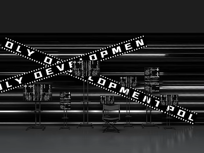 DIY Development POI Modern Installation Display With Film Strips And Black Silver Background 3d model