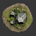 Natural Wood Stone Landscape Ornament With Moss Covered Rocks Grass And Pebbles