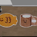 Adorable Fish Shaped Yellow And Mug Shaped Brown Rugs With Smiley Faces And 33 Motifs