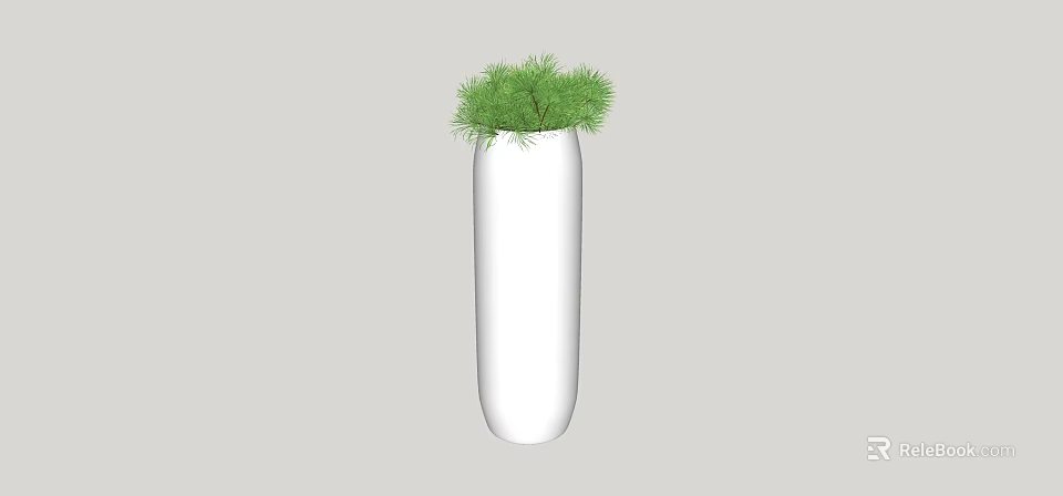Bonsai Plant in White Tall Vase with Fresh Green Foliage for Indoor Decor 3d model 