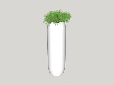 Bonsai Plant in White Tall Vase with Fresh Green Foliage for Indoor Decor 3d model