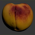 Fresh Ripe Peach With Juicy Red And Yellow Skin On Dark Background