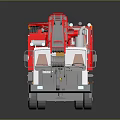 Red Electric Toy Crane with Multiple Wheels and Realistic Model Design 3d model