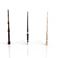 Three Magic Wands Display Different Wooden Designs Brown Black And Light Handles