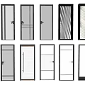 Various Modern Glass Door Designs With Black Frames And Different Patterns 3d model