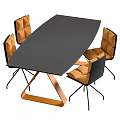 Modern Table and Chair Set With Orange Cushions And Black Geometric Frame Design
