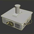 Modern White Computer Projector Design Featuring Cylindrical Top Bottom Ports And Ventilation Grilles 3d model
