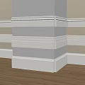Elegant White and Beige Layered Lines in Interior Columns Wall Decor and Wooden Floors