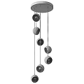 Modern Black And Copper Spherical Pendant Chandelier With Multiple Hanging Design 3d model