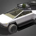 Futuristic White Off Road Car With Angular Body Design Roof Rack And Large Tires