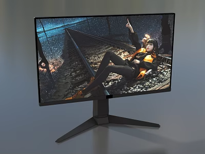 Modern Television With High Resolution Dynamic Scene Display And Sleek Black Stand Design 3d model