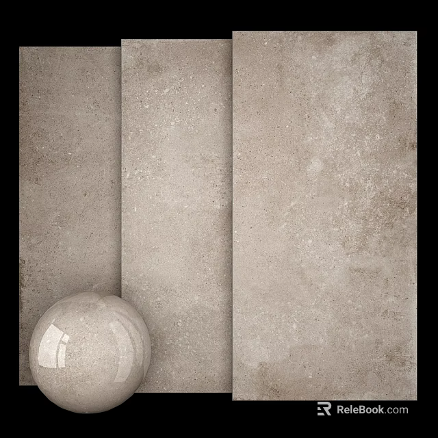 Beige Ceramic Tiles With Textured Surface And White Spherical Decoration 3d model
