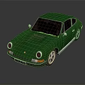 Green Classic Sports Car With Retro Design White Wheels And Black Windows