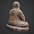 Traditional Buddha Sculpture Carving With Sitting Pose And Prayer Hands Beads