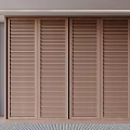 Modern Minimalist Light Brown Wooden Wardrobe With Four Louvered Doors