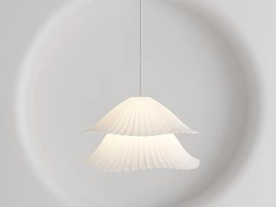 Modern White Double Layer Fan Shaped Chandelier with Soft Lighting in Minimalist Interior 3d model