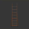 Sturdy Orange Foldable Industrial Ladder With Wheels And Safety Rails