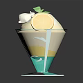 Delicious Layered Dessert in Transparent Glass with Cream Lemon Slice and Green Leaf