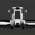 White Engineering Vehicle With Orange Warning Lights And Trailer For Road Construction 3d model