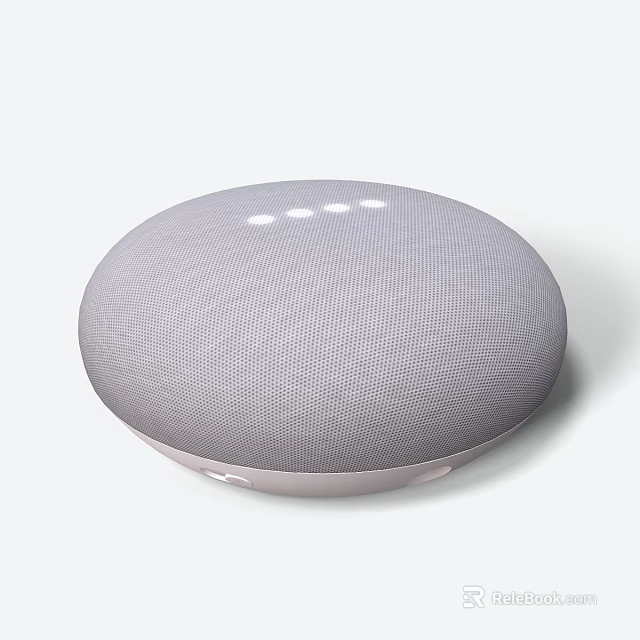 Gray Round Speaker With Mesh Surface And Top Small Indicator Lights 3d model 