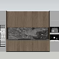 Modern Kitchen Interior With Wooden Cabinets Marble Backsplash And Appliances 3d model