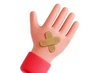 Hand Band-Aid Injured Hand Cartoon Gestures 3d model