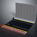 Modern Black Conference Table With Grey Wall Orange Fence And Yellow Lines
