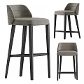 Modern Light Gray Upholstered Bar Stools With Black Solid Wood Legs And Minimalist Design