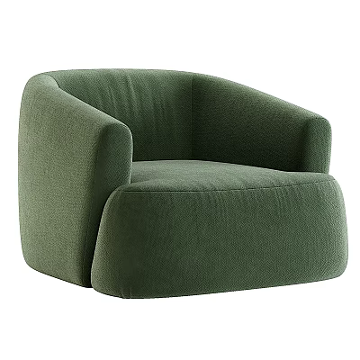 Modern Green Fabric Sofa Coffee Table Set With Rounded Design For Living Room 3d model