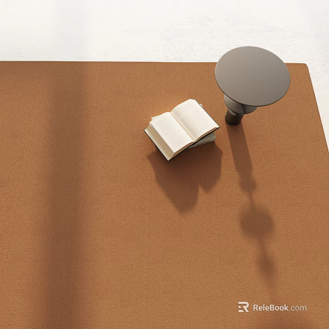 Brown Square Carpet With Open Book And Round Small Table 3d model