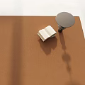 Brown Square Carpet With Open Book And Round Small Table 3d model
